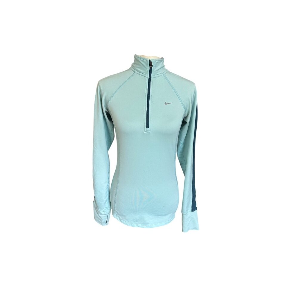 Nike Pro Dri-fFt Half Zip Blue Pullover Sweatshirt XS thumb hole Activewear